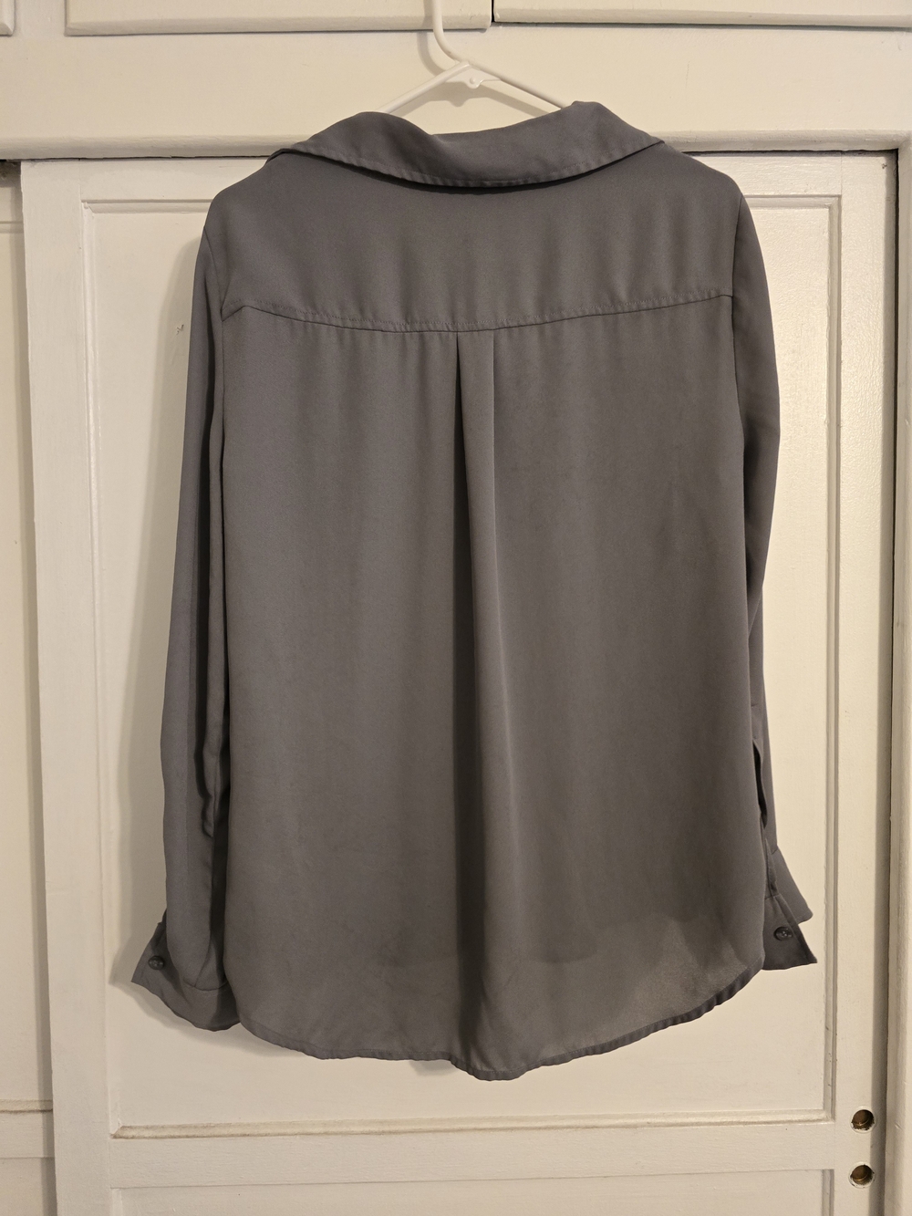 New York & Company Gray Button-Front Blouse - Picture 2 of 4